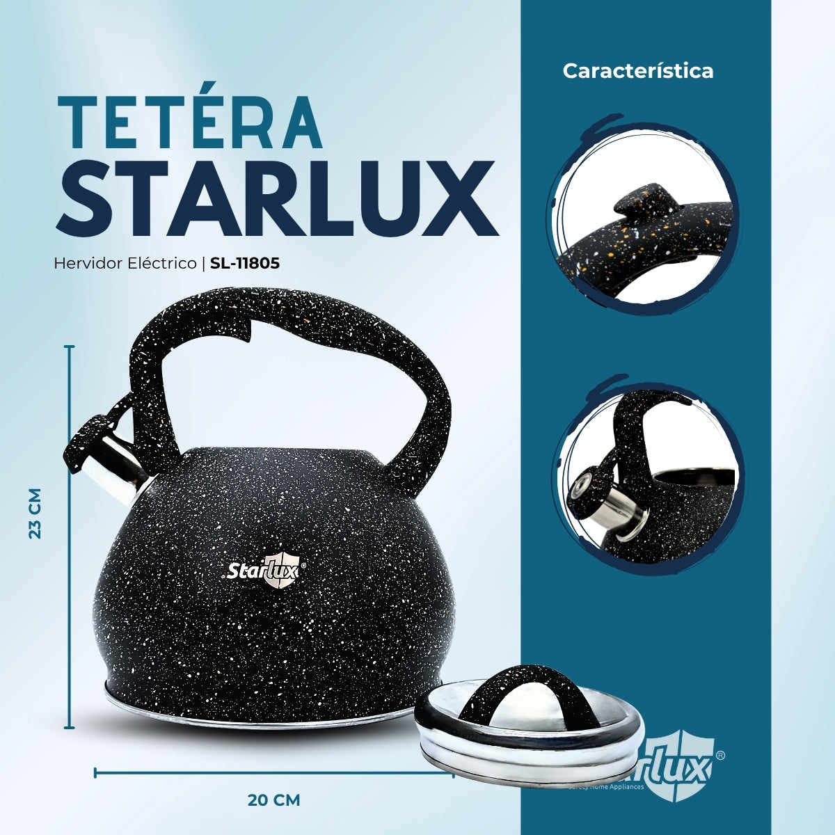 Tetera hervidor Starlux 3L inducción acero inoxidable SL-11805