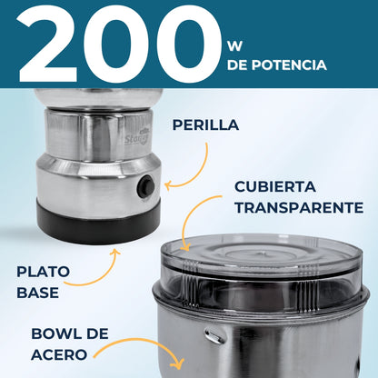 Molinillo para café Starlux de 200W SL-21309 con cuchillas de acero inoxidable y capacidad de 80 g