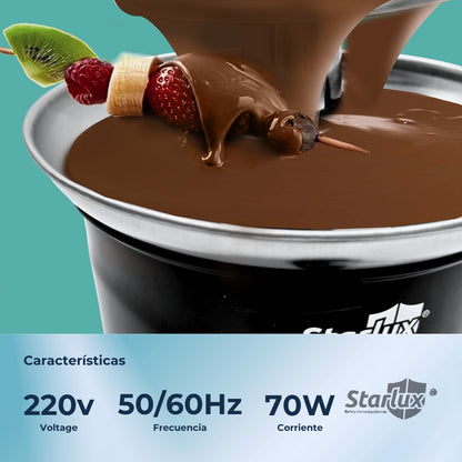 Fuente de chocolate  Starlux, 3 capas, acero inoxidable, 280g, desmontable, 70w SL-23015