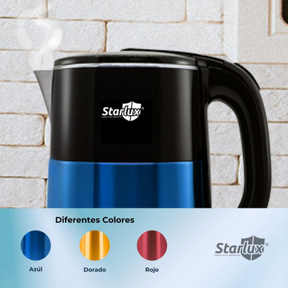 Jarra eléctrica azul Starlux de 2.3 L, de acero inoxidable y protector contra quemaduras SL-24155