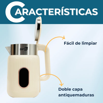 Jarra eléctrica Starlux 2L con doble capa y apagado automatico SL-24177 color blanco