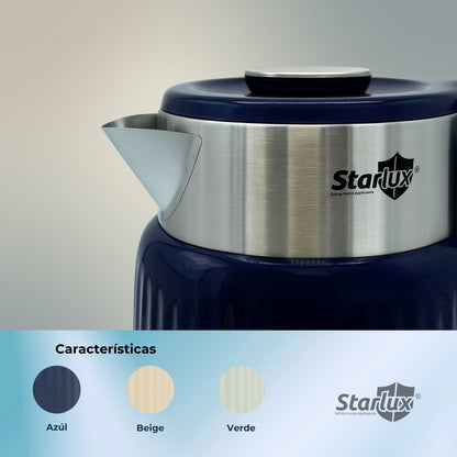 Jarra eléctrica Starlux 2L, doble capa envejecida, apagado automático, fácil de limpiar, bajo ruido de agua hirviendo color azul SL-24177.