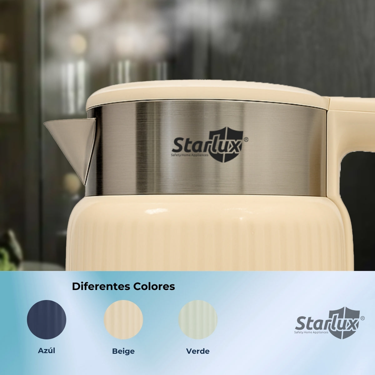 Jarra eléctrica Starlux 2L con doble capa y apagado automatico SL-24177 color blanco