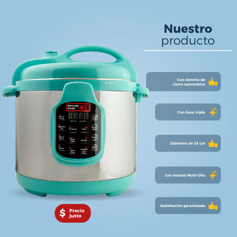 Olla de Presion Speedy Cook Multifuncional 6 en 1 5.7 Litros Turquesa