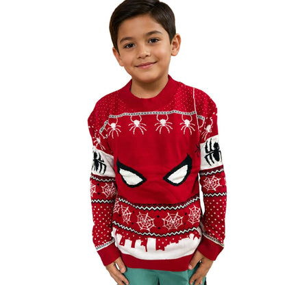 Suéter navideño tipo Ugly Sweater de Spiderman con cuello redondo Unisex