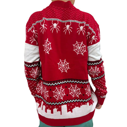 Suéter navideño tipo Ugly Sweater de Spiderman con cuello redondo Unisex