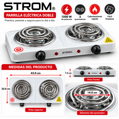 Parrilla Eléctrica con 2 quemadores 1900W 127V ST2671