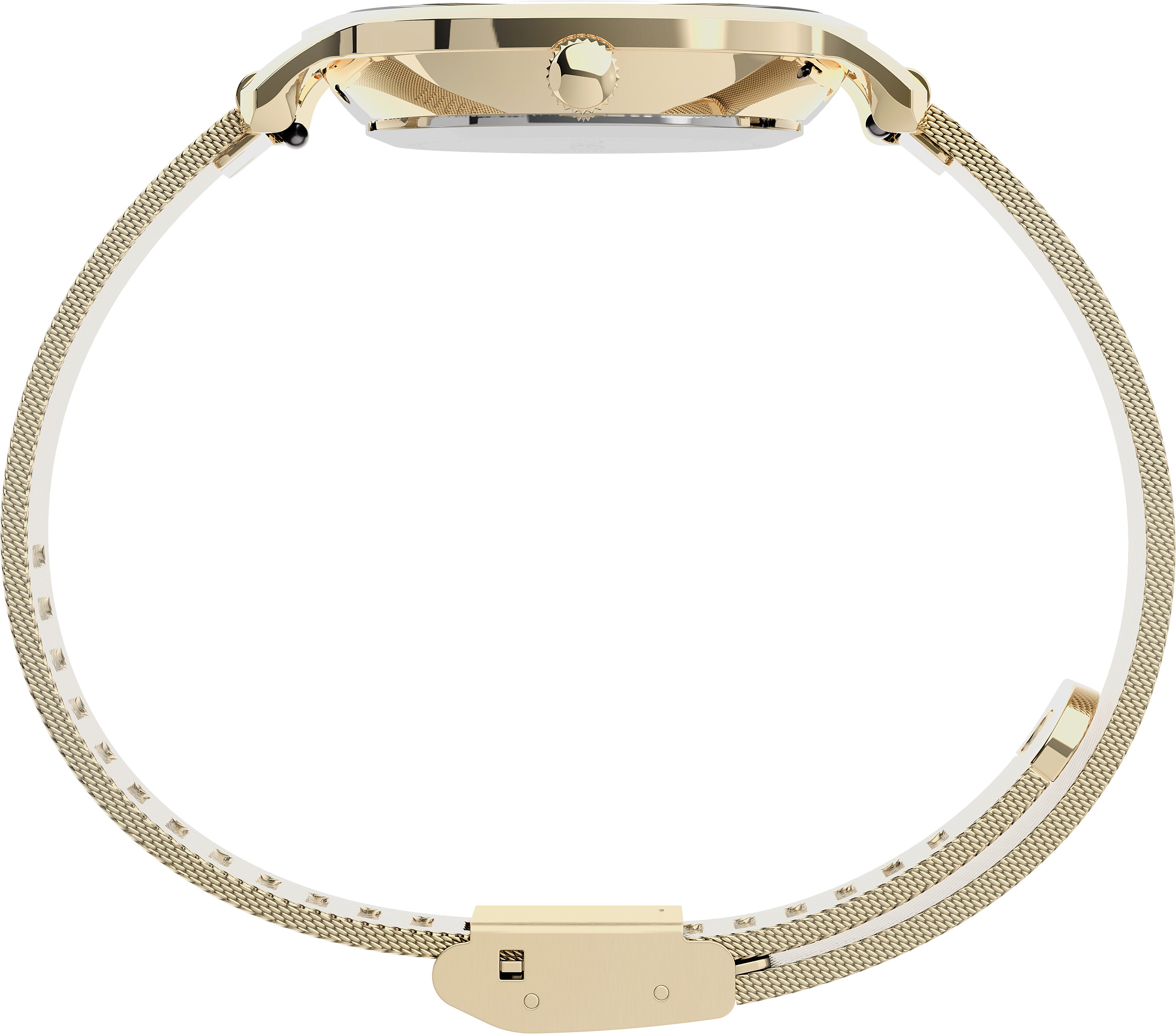 Timex Transcend Dama 3 Manecillas Carat Blanca Braz Mesh Oro Amarillo Caja Aleacion De Metal 31 mm TW2U86800