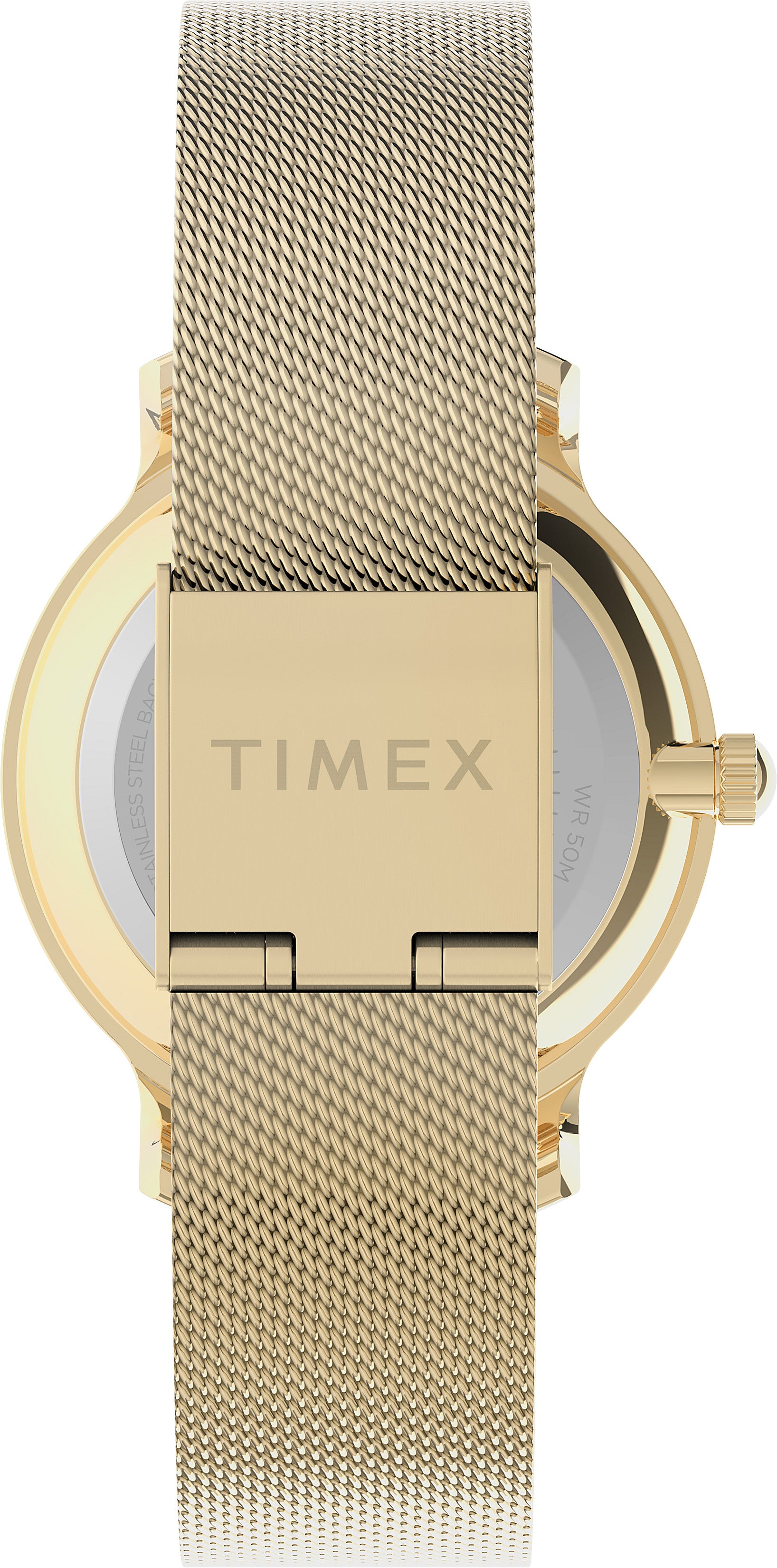 Timex Transcend Dama 3 Manecillas Carat Blanca Braz Mesh Oro Amarillo Caja Aleacion De Metal 31 mm TW2U86800