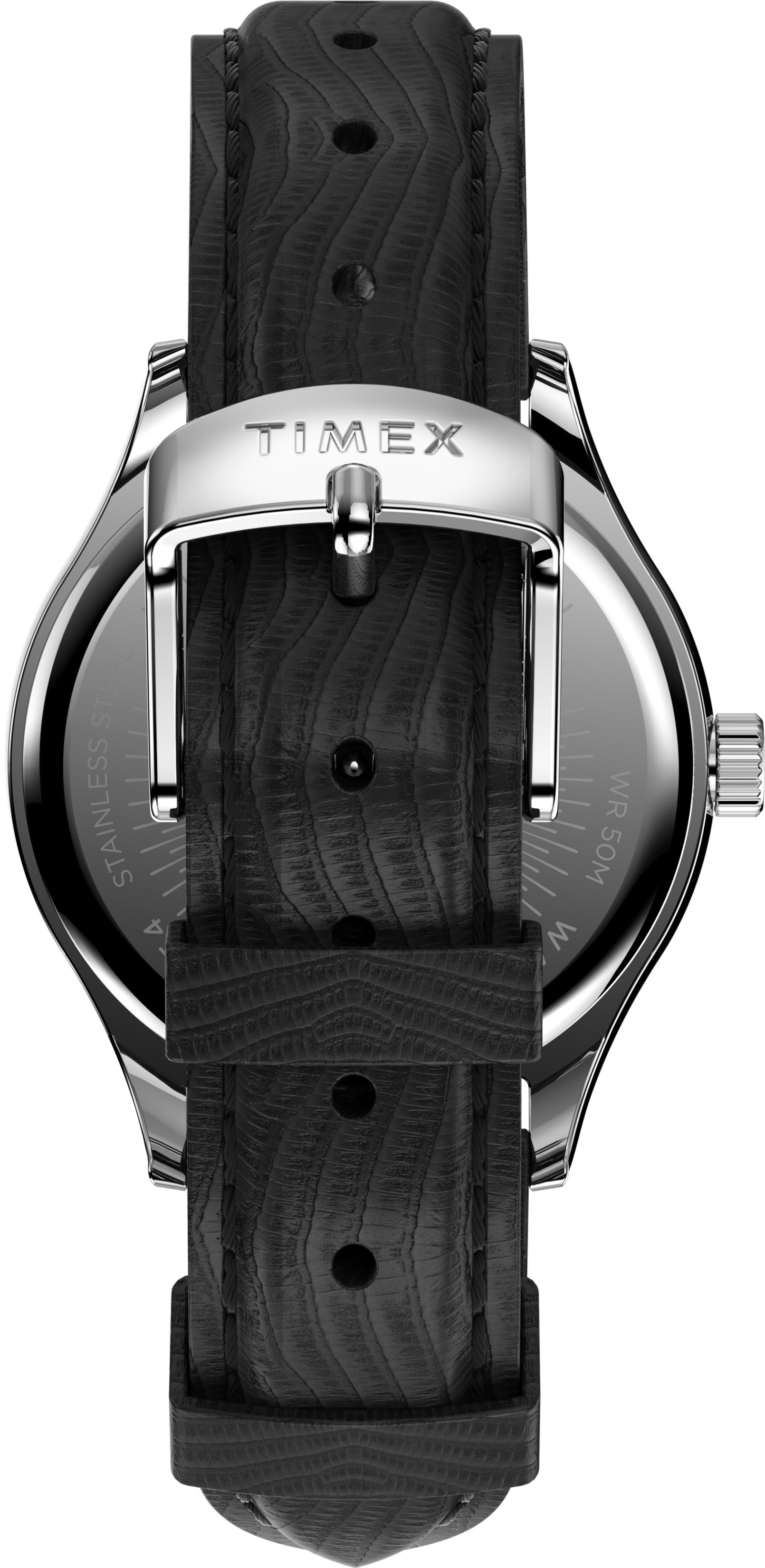 Timex Waterbury Dama 3 Manecillas Carat Blanca Correa Piel Negra Caja Ac Inox 34 mm TW2U97700