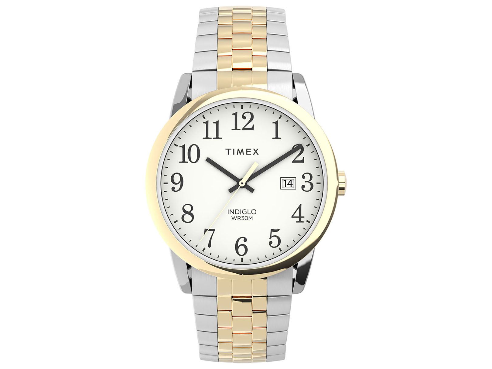 Timex Easy Reader Perfect Fit Carat Blanco Caballero 38 mm Braz Ac Inox Bi-Tono TW2V40100