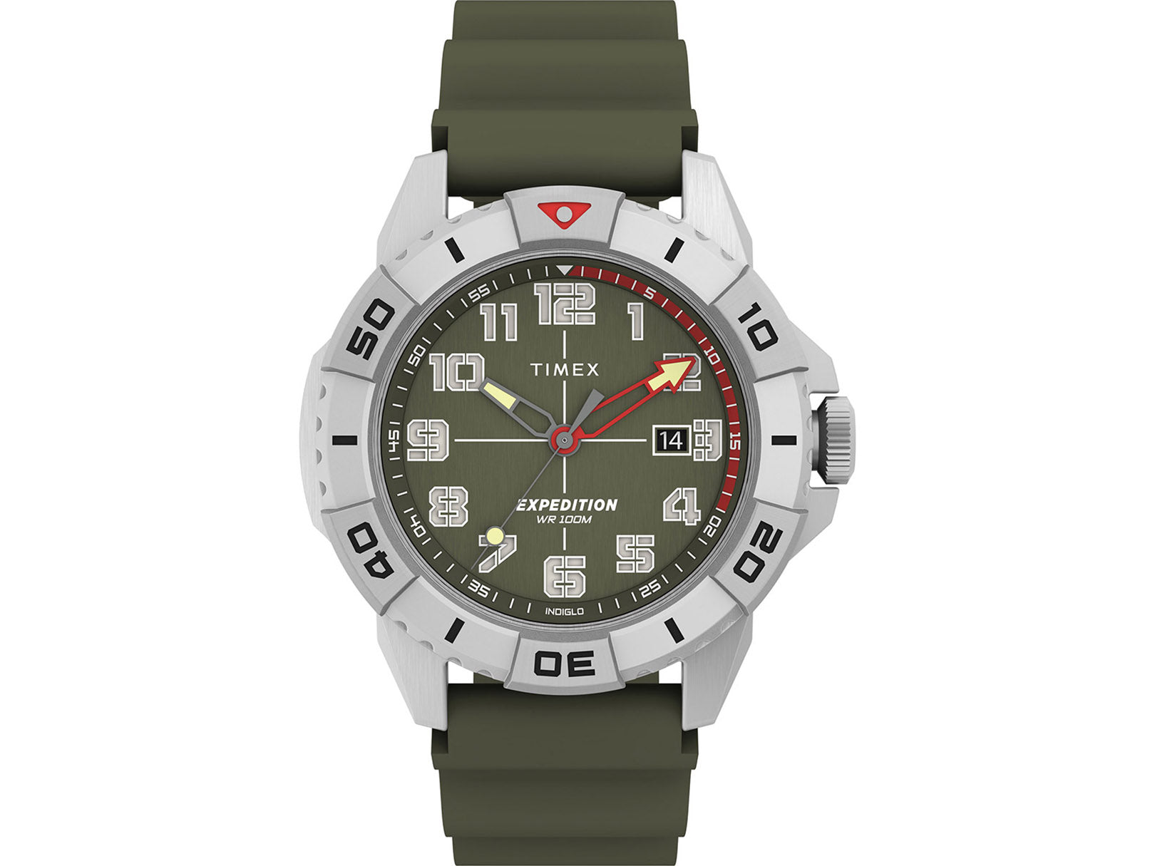 Timex Outdoor Field Carat Verde Caballero 42 mm Correa Silicon Verde TW2V40700