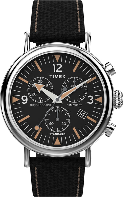 Timex Standard Chrono Carat Negro Caballero 41 mm Correa Piel Negra TW2V43700