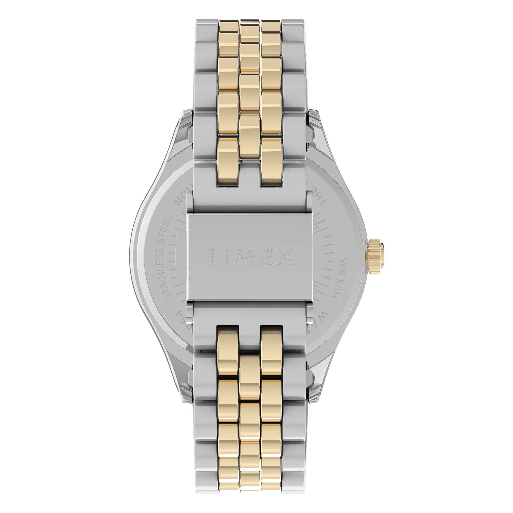 Timex Waterbury Carat Azul Dama 34 mm Braz Ac Inox Bi-Tono TW2V45800