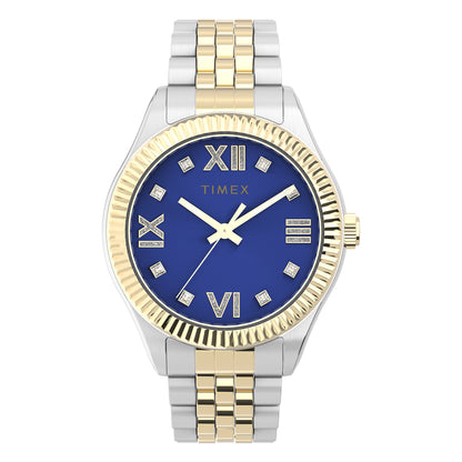 Timex Waterbury Carat Azul Dama 34 mm Braz Ac Inox Bi-Tono TW2V45800