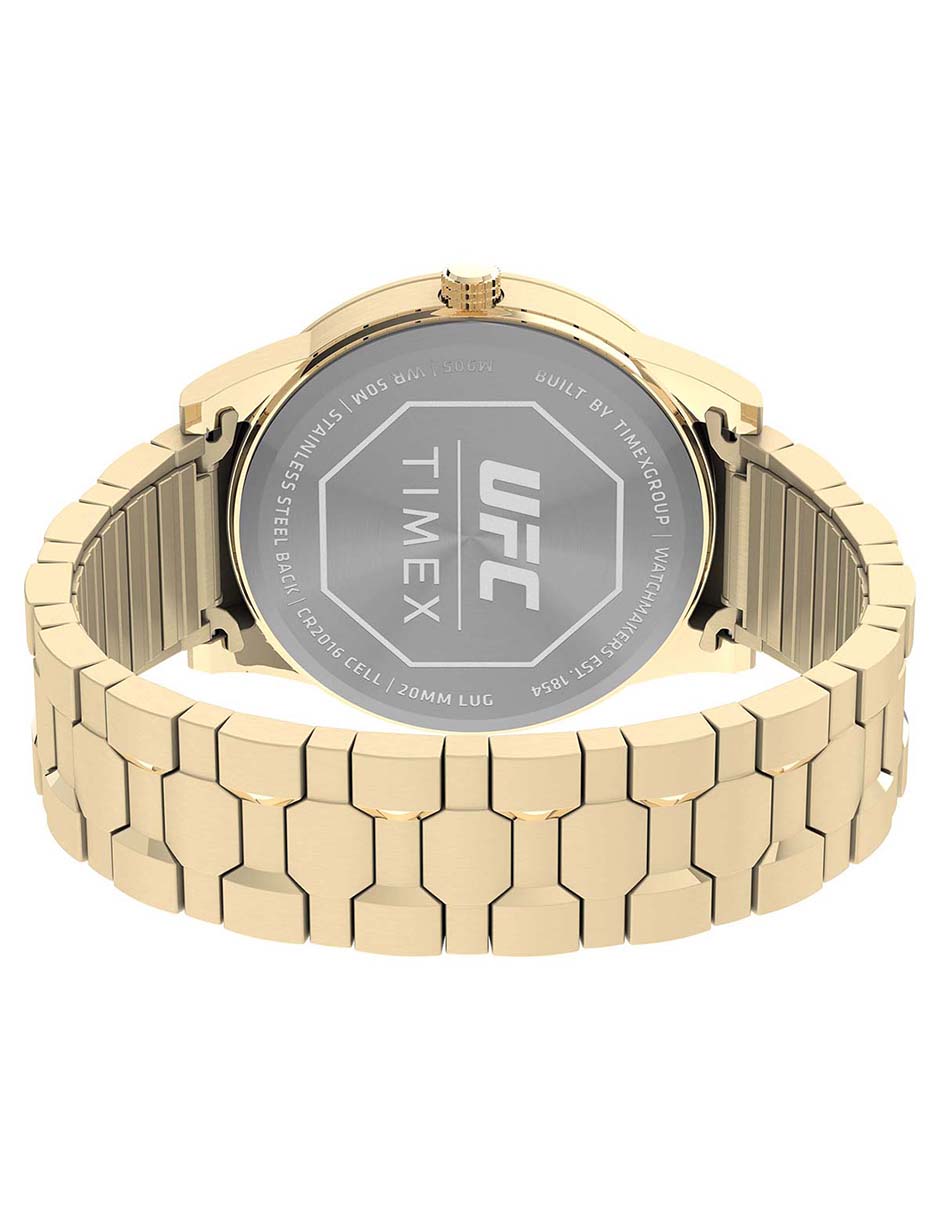 Timex Ufc Legend 3 Manecillas Caja 42mm Carat Gris Braz Expansion Oro Amarillo TW2V56400
