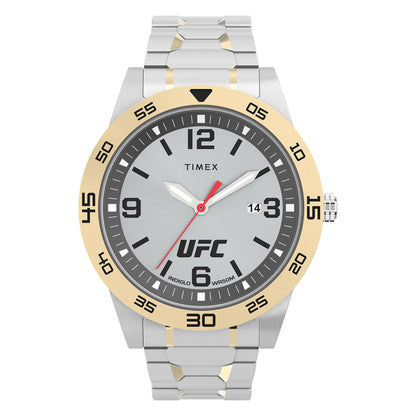 Timex Ufc Legend 3 Manecillas Caja 42mm Carat Plata Bisel Oro Amarillo Braz Expansion Plata TW2V56500