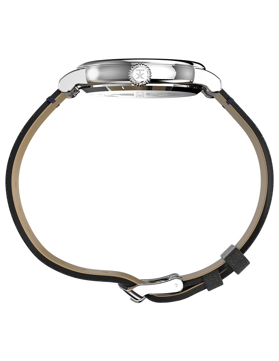 Timex Standard Cab 3 Manecillas Carat Azul Correa Piel Negro Caja Aleacion De Metal 40 mm TW2V71300