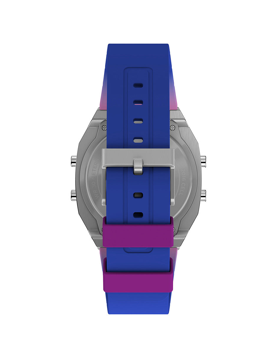Timex Timex 80 Steel Unisex Digital Carat Digital Correa Resina Morado Caja Ac Inox 34.5 mm TW2V74600