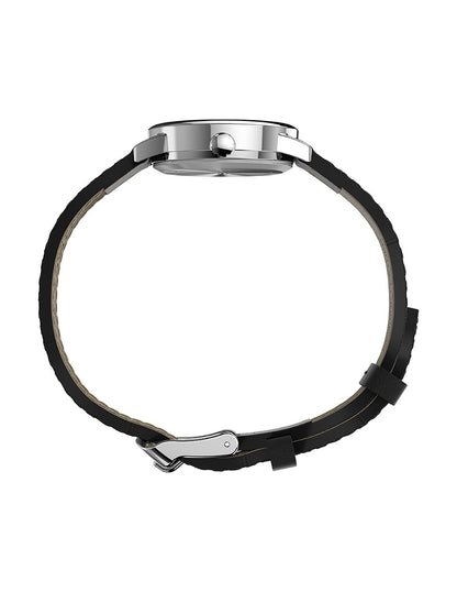 Timex Easy Reader Dama 3 Manecillas Carat Blanca Correa Piel Negra Caja 25mm TW2V75300