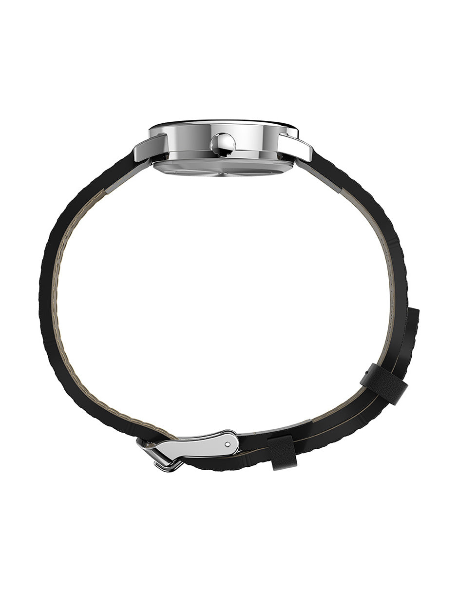 Timex Easy Reader Dama 3 Manecillas Carat Blanca Correa Piel Negra Caja 25mm TW2V75300