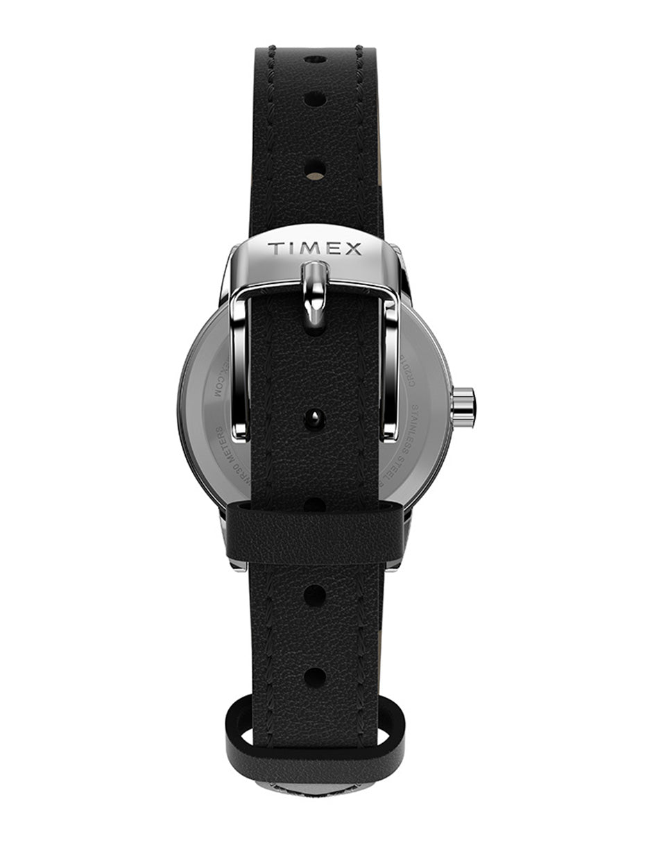 Timex Easy Reader Dama 3 Manecillas Carat Blanca Correa Piel Negra Caja 25mm TW2V75300