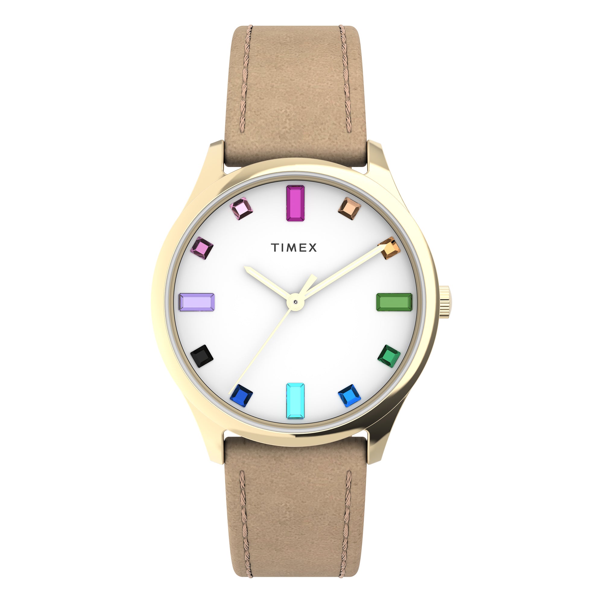 Timex Dress 32mm Crystal Dial Dama 3 Manecillas Carat Blanco Corr Piel Cafe Caja Ac Inox & Aleacion De Metal 32 mm TW2V76300