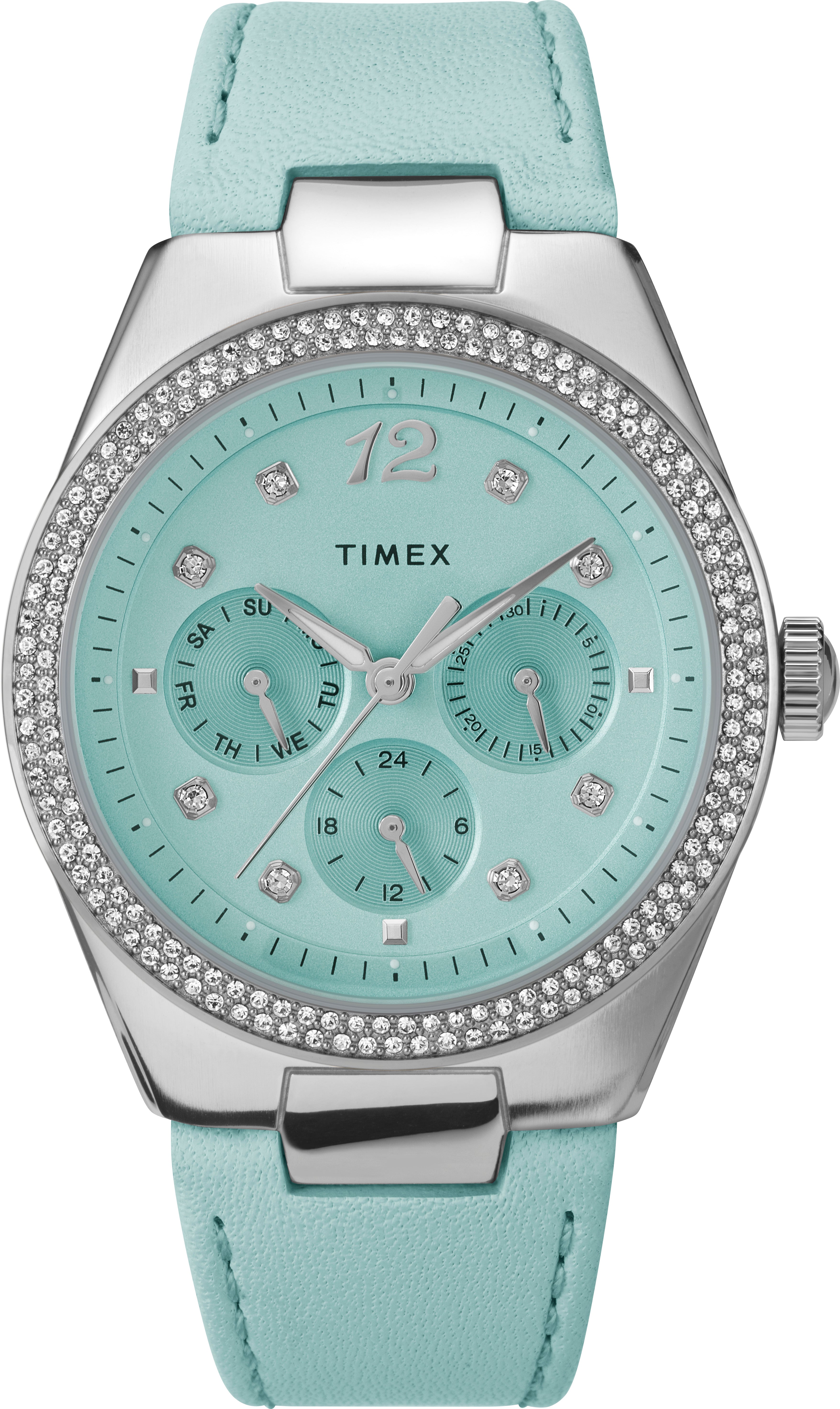 Timex Simone Dama Multifuncion Carat Azul Correa Piel Azul Caja Aleacion De Metal 38 mm TW2V80400