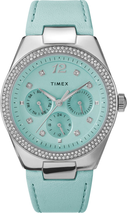 Timex Simone Dama Multifuncion Carat Azul Correa Piel Azul Caja Aleacion De Metal 38 mm TW2V80400