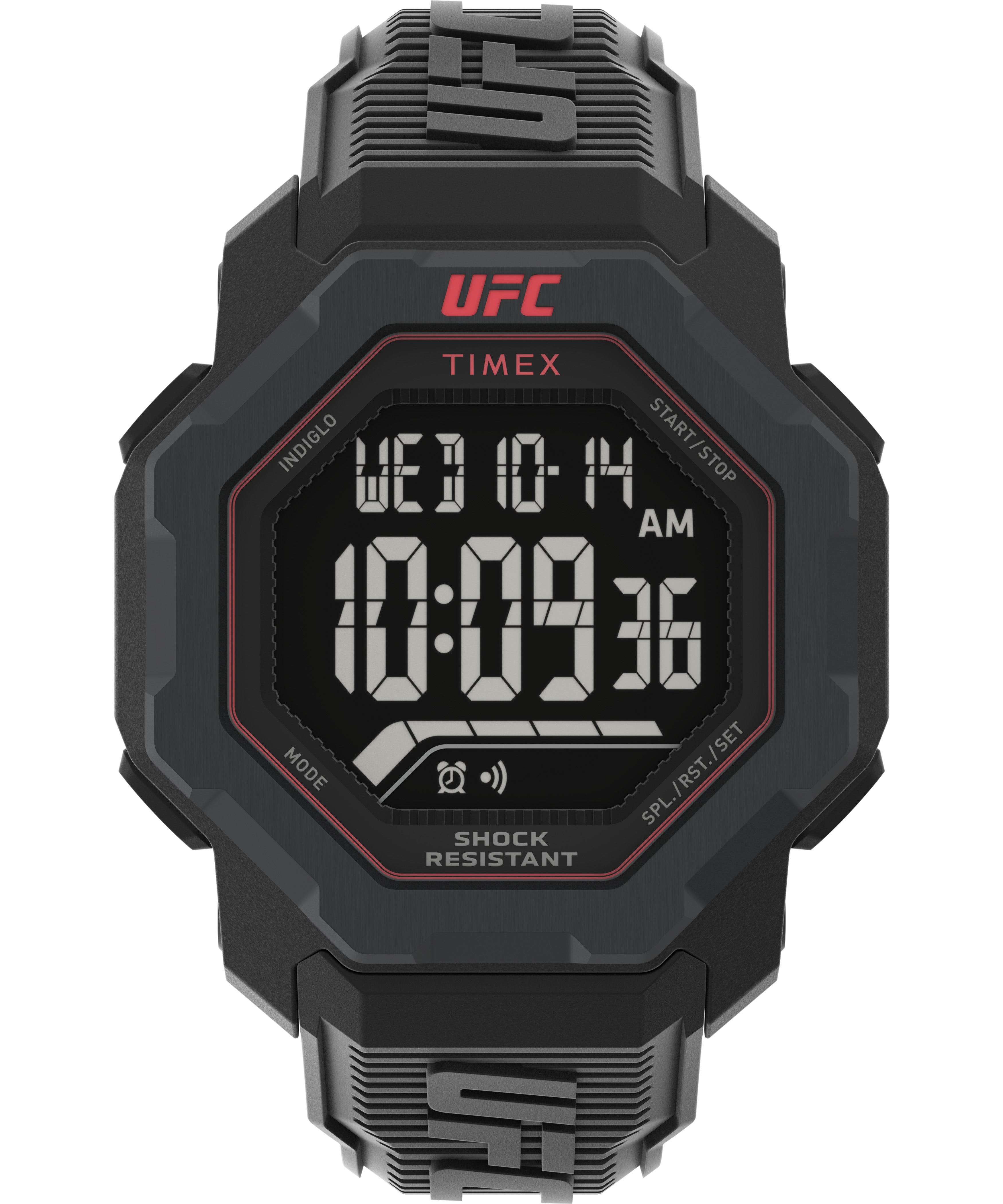 Timex Ufc Cab Knockout Carat Digital Correa Caucho Negra Caja Resina 48mm TW2V88100