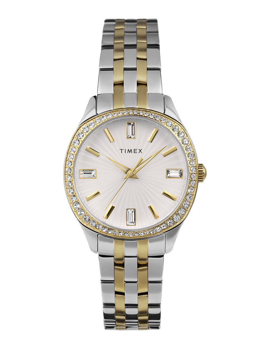 Timex Cushion Dama 3 Manecillas Carat Bi-Tono Braz Bi-Tono Caja 36mm TW2W17700