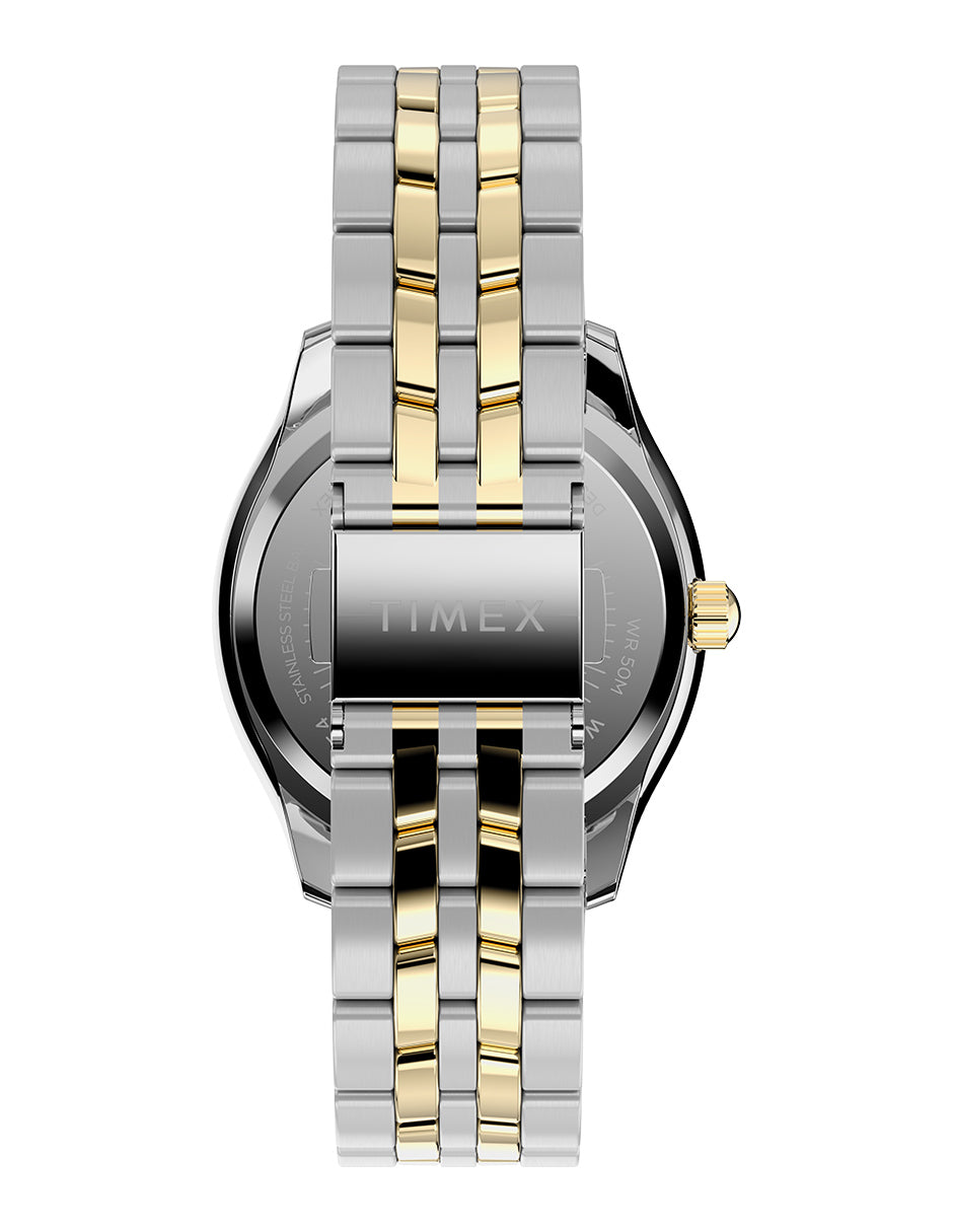 Timex Cushion Dama 3 Manecillas Carat Bi-Tono Braz Bi-Tono Caja 36mm TW2W17700