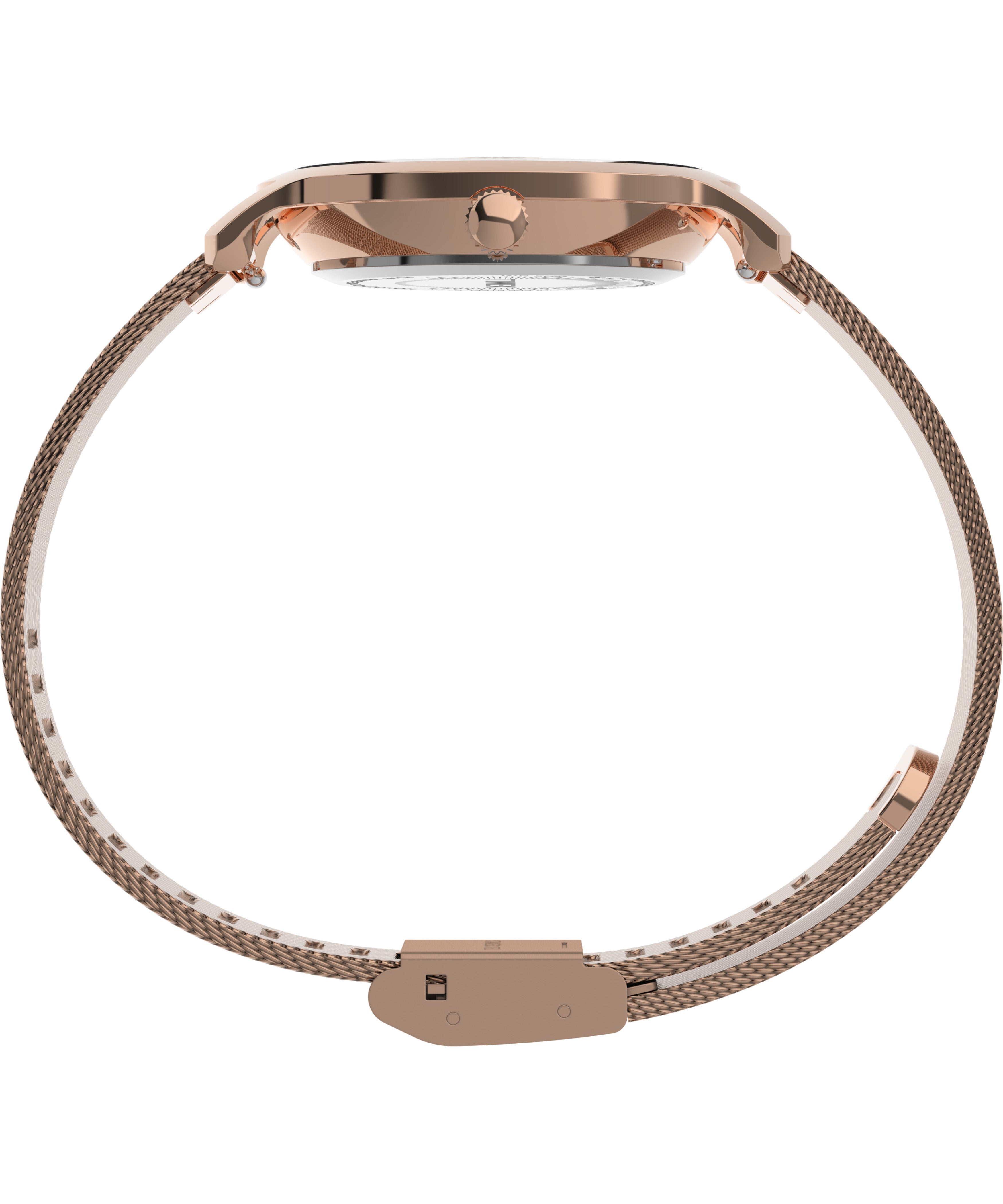 Timex Celestial Transcend Dama 2 Manecillas Carat Azul Braz Mesh Oro Rosa Caja 31mm TW2W21400