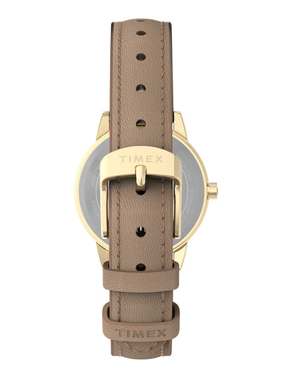 Timex Dama Easy Reader Carat Blanca Correa Beige Caja 30mm TW2W32400