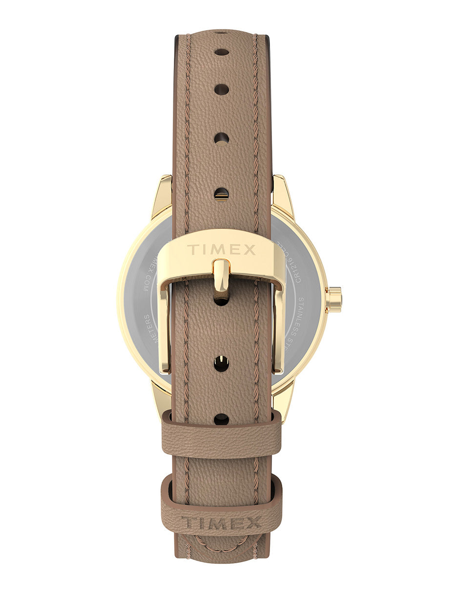 Timex Dama Easy Reader Carat Blanca Correa Beige Caja 30mm TW2W32400