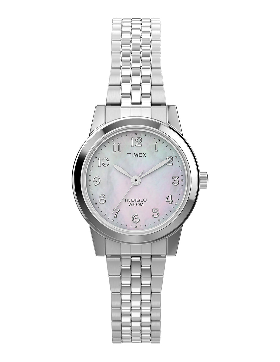 Timex Dama 3 Manecillas Carat Madre Perla Rosa Braz Expansion Perfect Fit Caja 25mm TW2W35200