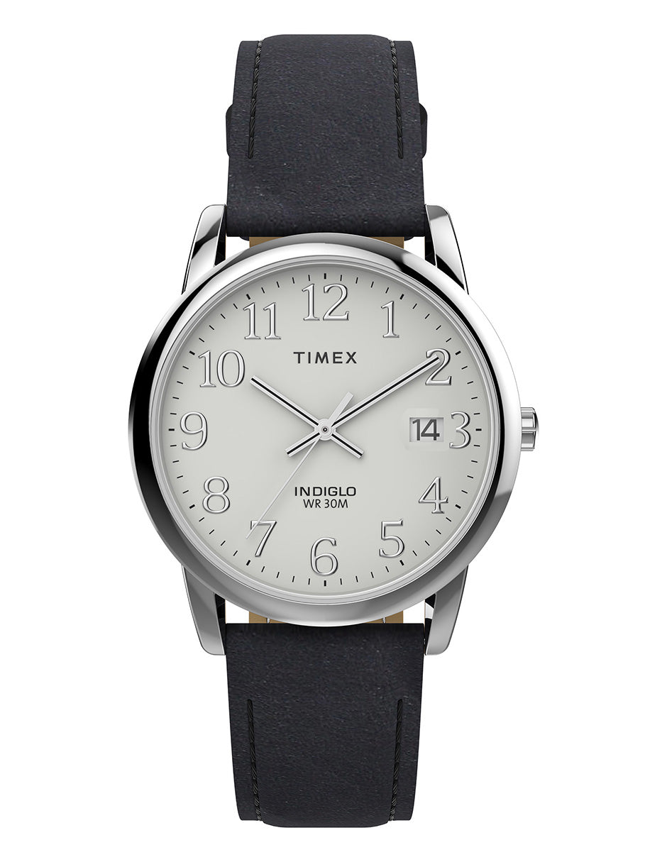 Timex Cab Easy Reader 3 Manecillas Carat Blanca Correa Piel Negra Caja 35mm TW2W54300