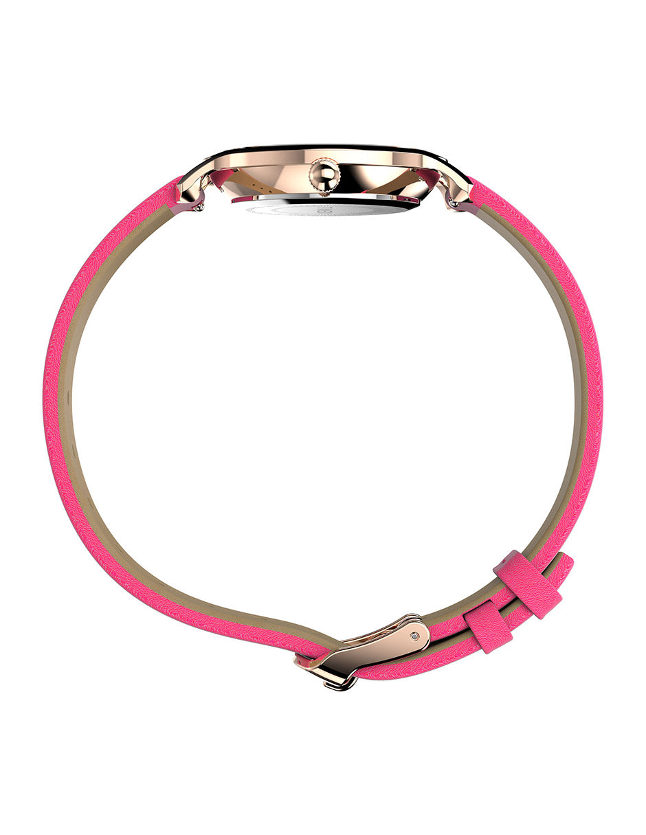 Timex Dama 3 Manecillas Transcend Carat Plata Correa Piel Rosa Caja 31mm TW2W54700