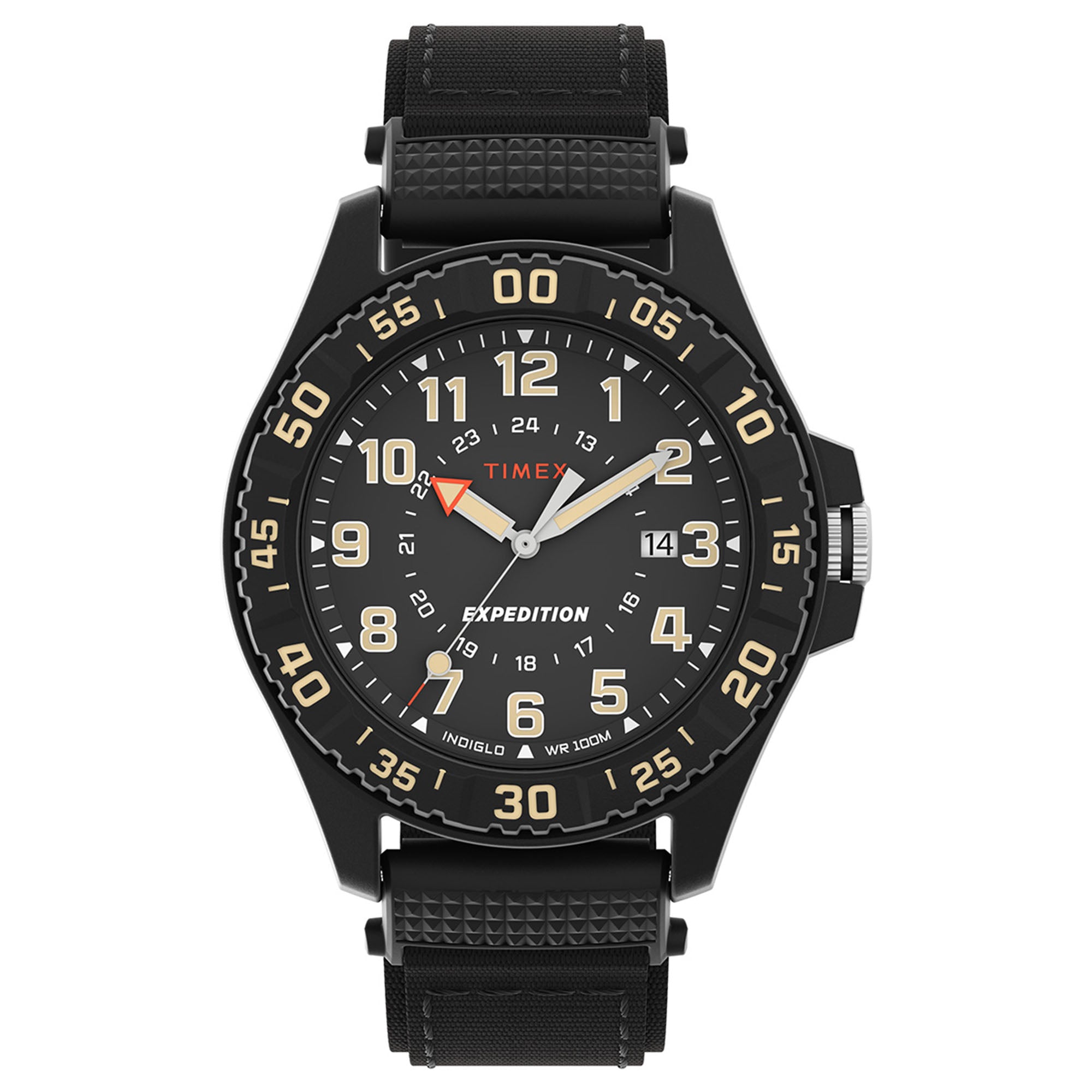Timex Acadia Rugged Cab 3 Manecillas Carat Negro Corr Nylon Negro Caja Resina 42 mm TW4B26300