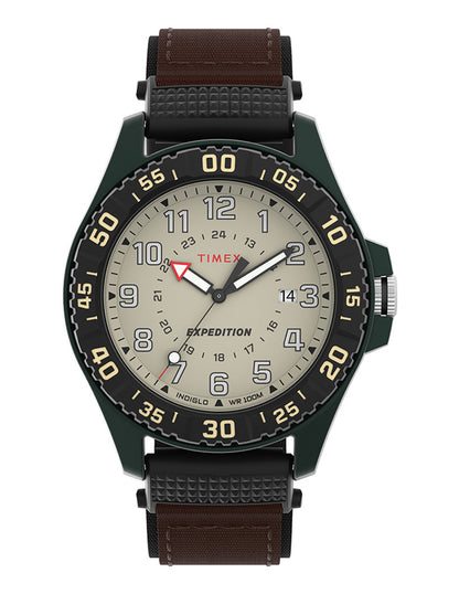 Timex Acadia Rugged Cab 3 Manecillas Carat Natural Corr Nylon Cafe Caja Resina 42 mm TW4B26500