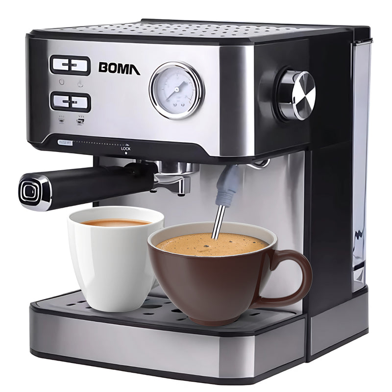 Cafetera Boma 1.6L 2 tazas, bomba de alta presión, válvula de seguridad, boquilla de espuma BM-6836