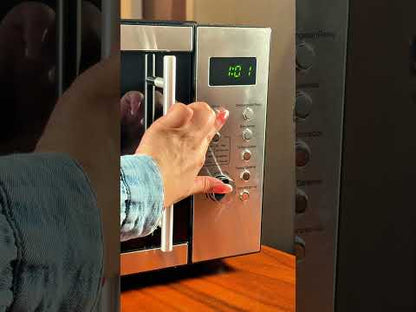 Horno de microondas color plateado, 1350 W, capacidad de 25 L y plato giratorio White Westinghouse