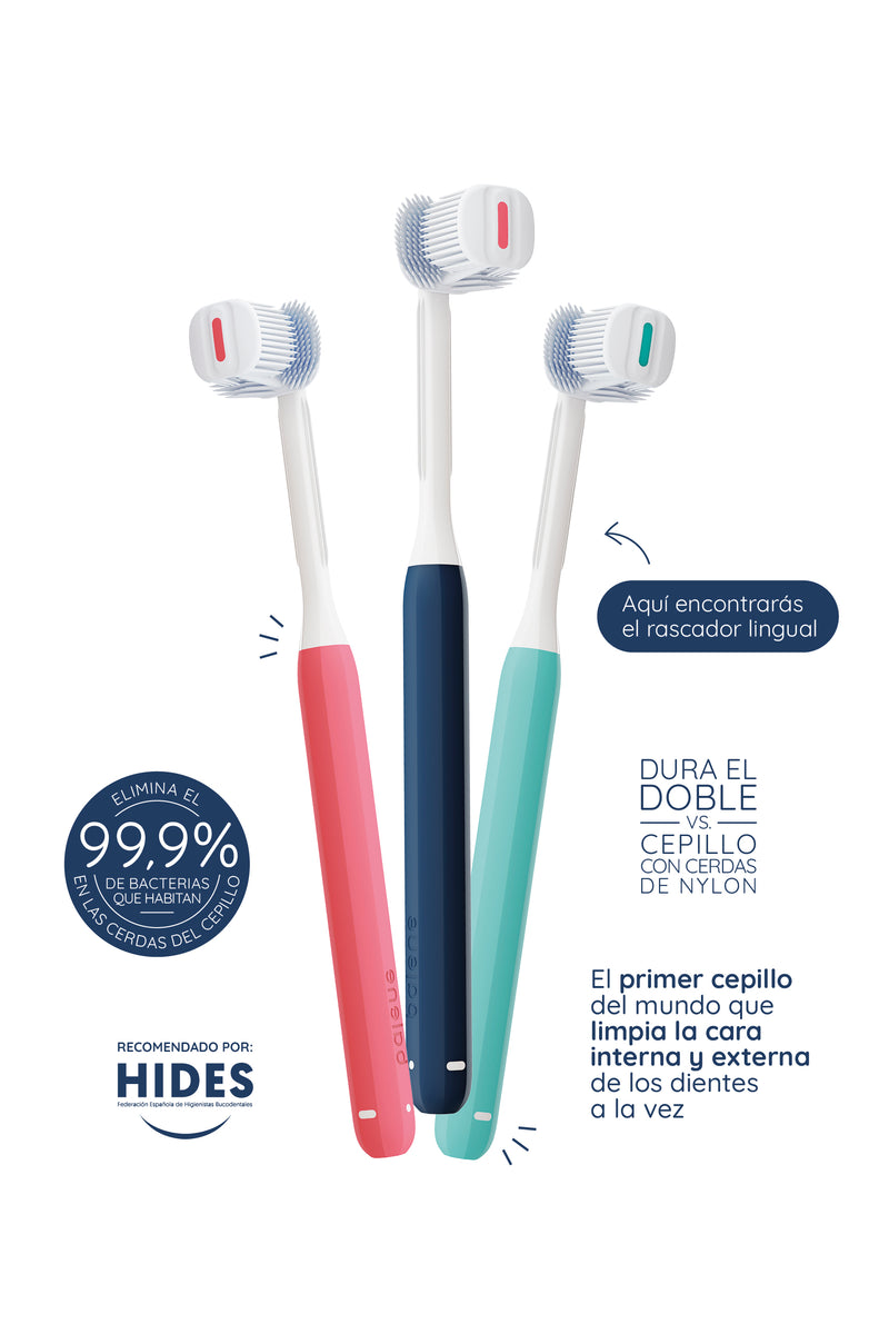 Cepillo Dental BALENE Doble Cara Con Cerdas Suaves Anguladas 45¡ Aguamarina