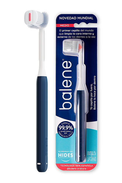 Cepillo Dental BALENE Doble Cara Con Cerdas Suaves Anguladas 45¡ Azul