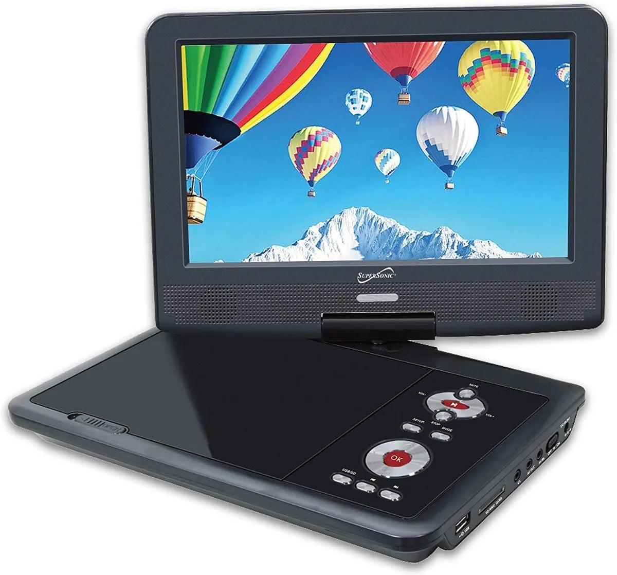 DVD Portátil 9 Pulgadas Supersonic SC-259 | MPEG4 SVCD VCD MP3 | Negro